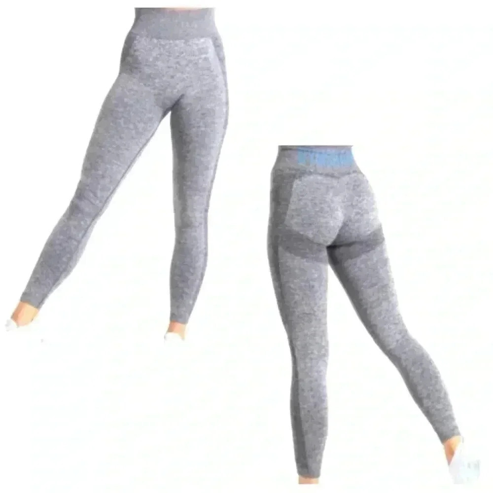 GYMSHARK ATHLETIC FLEX GYM LEGGINGS GRAY AND BLUE